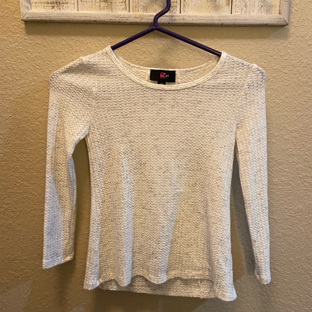 Kids waffle knit sweater with tie accent